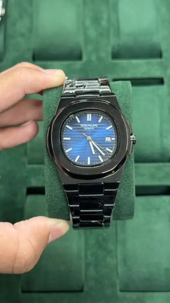 Patek Philippe Nautilus Black Stainless Steel Watch – Blue Dial