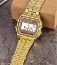Classic Retro Digital Gold Wristwatch – Stainless Steel Strap