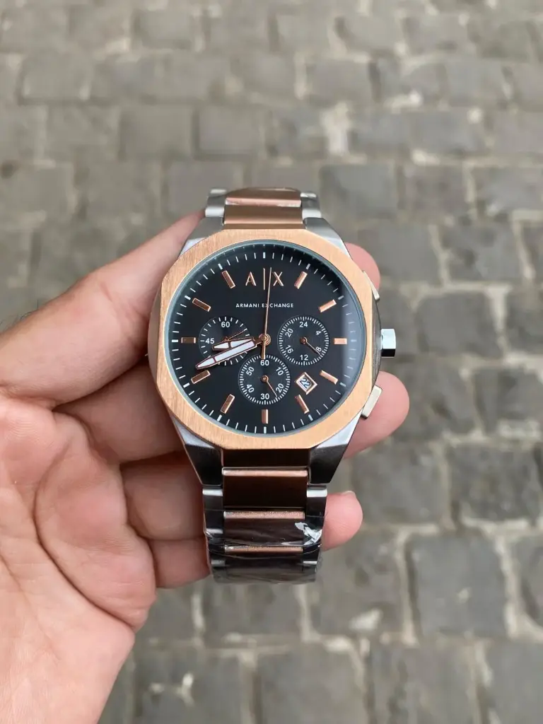 Armani Exchange Men’s Chronograph Watch – Rose Gold & Silver Two-Tone