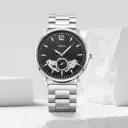 Fossil Men’s Automatic Watch – Silver Strap, Black Dial