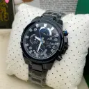 Casio Edifice Chronograph Watch – Black Stainless Steel with Blue Accents