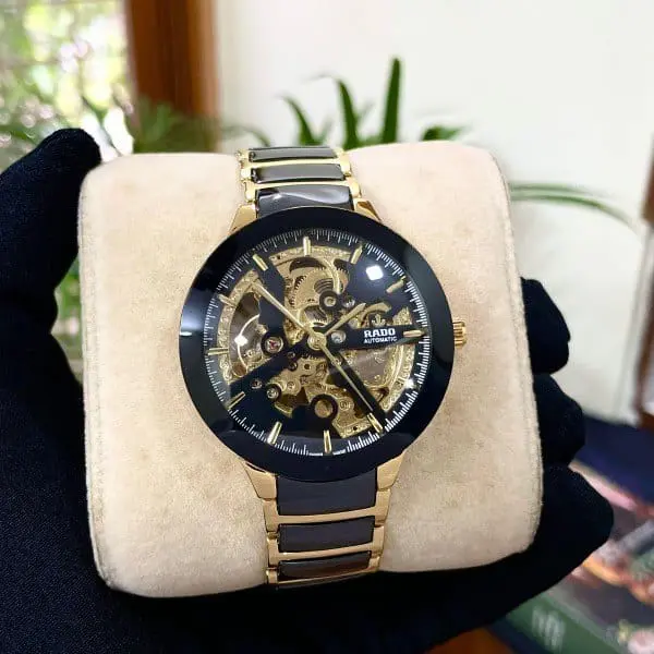 Rado Automatic Skeleton Men’s Watch – Gold & Black Ceramic Stainless Steel