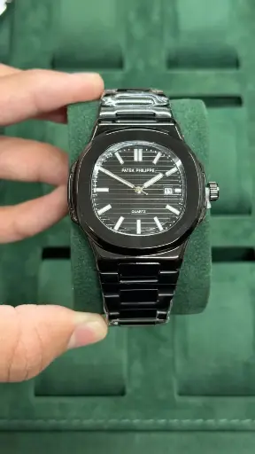 [fling19] Patek Philippe Nautilus Black Stainless Steel Watch – Black Dial