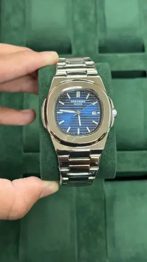 [fling20] Patek Philippe Nautilus Silver Stainless Steel Watch – Blue Dial