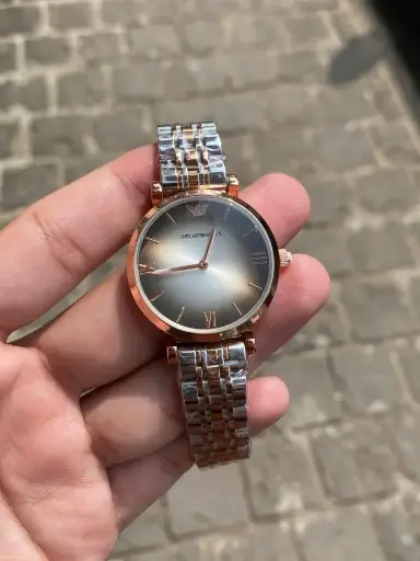 Emporio Armani Ladies’ Rose Gold & Silver Two-Tone Watch
