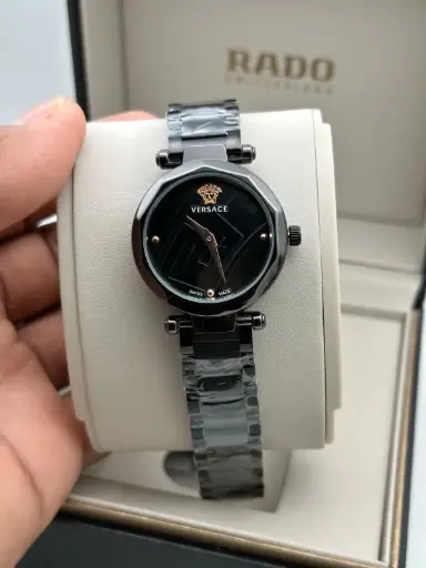 Versace Women's Swiss Made Black Dial Watch