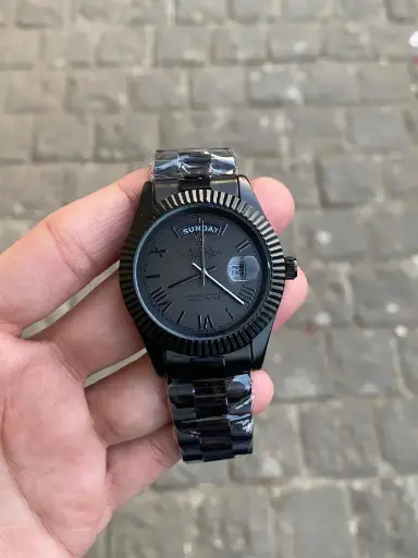 [fling(5)11] Rolex-Inspired Day-Date President Style Watch - All Black Edition